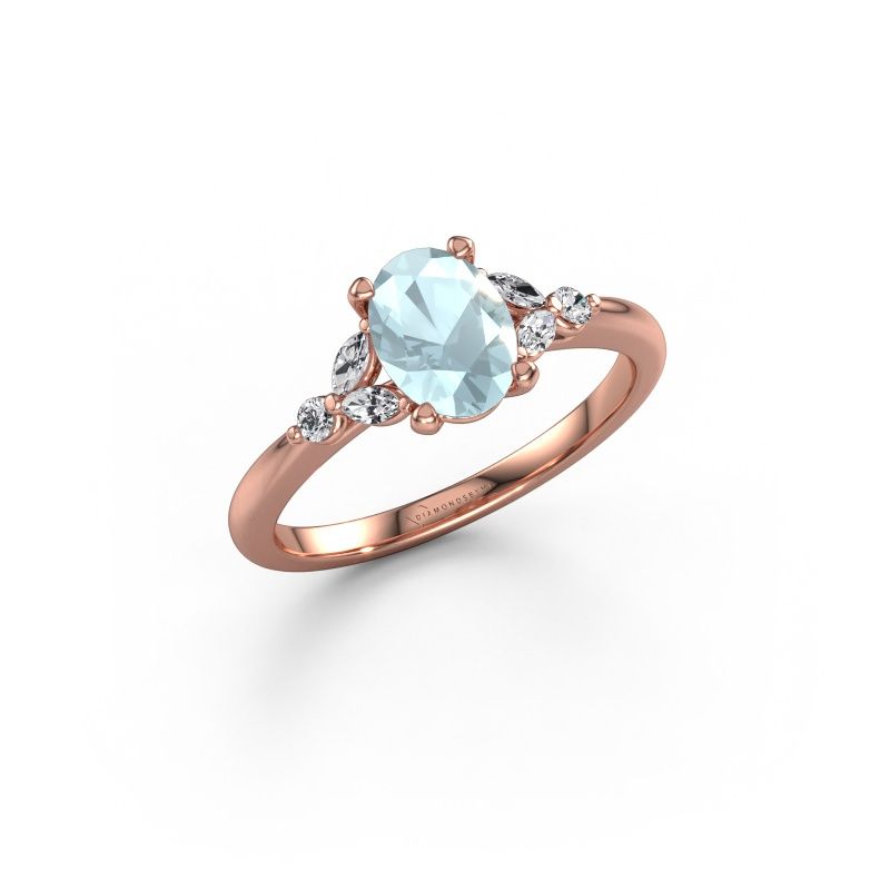 Verlobungsring Megan OVL 585 Roségold Aquamarin 7,5x5,5 mm