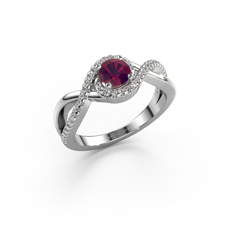 Verlovingsring Melody 585 witgoud rhodoliet 5 mm