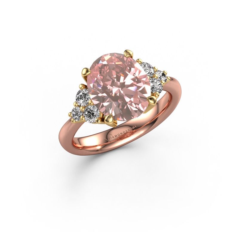 Engagement ring Aleida OVL 1 585 rose gold pink lab grown diamond 9x7 mm