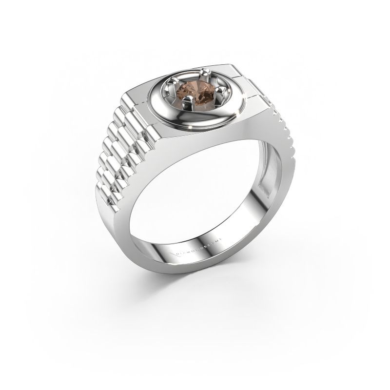 Herrenring Edward 585 Weißgold Braun Diamant 0.40 crt