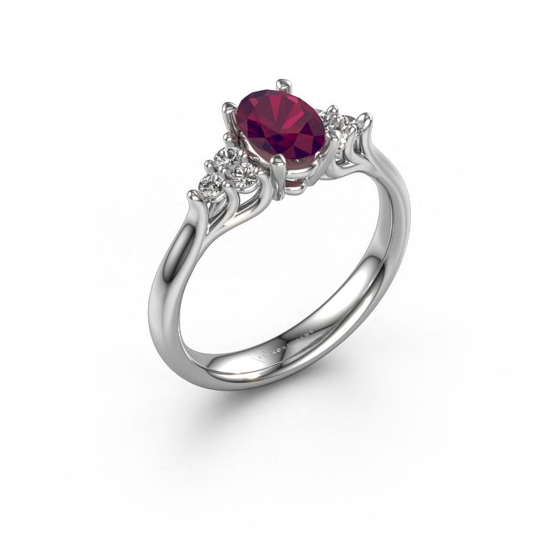 Engagement ring Monika OVL 950 platinum rhodolite 7x5 mm