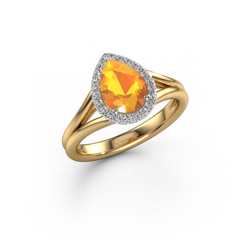 Engagement ring Verla pear 1 585 gold citrin 8x6 mm
