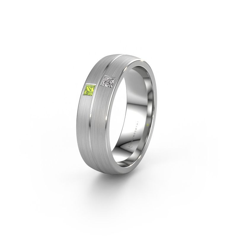 Trauring WH0250L26BM 585 Weißgold Peridot ±6x2 mm