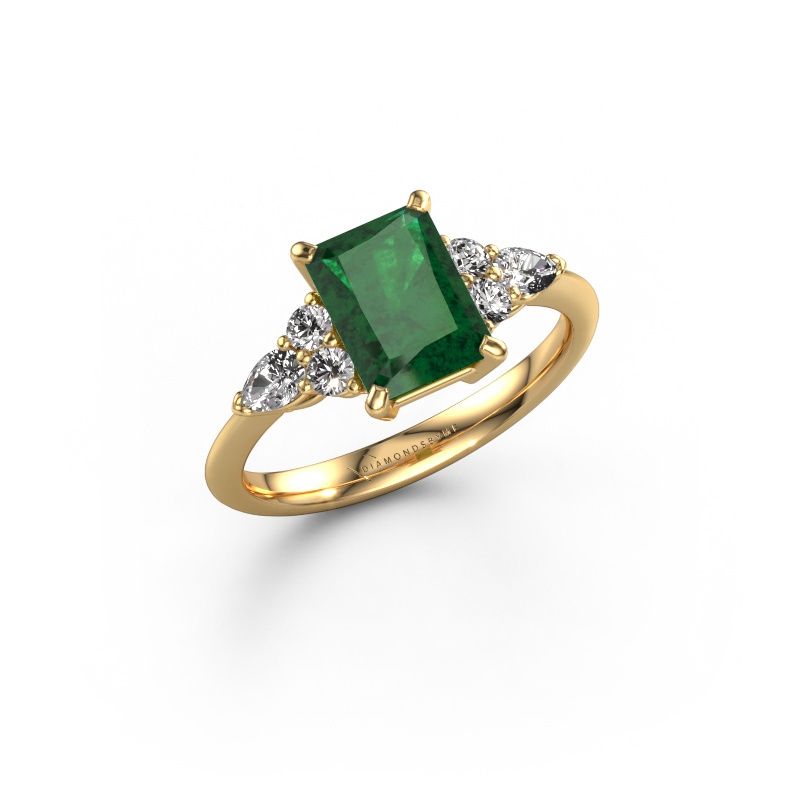 Engagement ring Melani RAD 585 gold emerald 8x6 mm