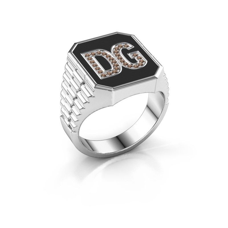 Image of Rolex style ring Stephan 3 950 platinum brown diamond 0.005 crt