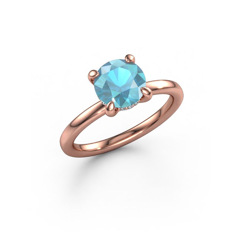Bague de fiançailles Simone RND 2 585 or rose topaze bleue 7.3 mm