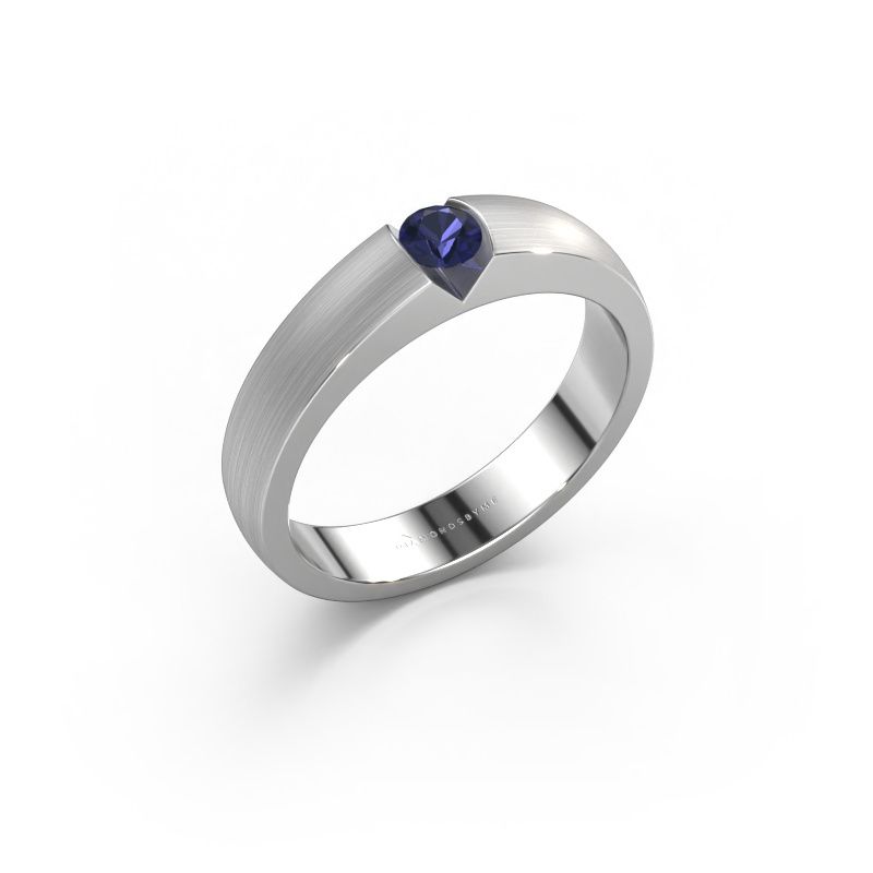 Verlobungsring Theresia 585 Weißgold Saphir 3.4 mm