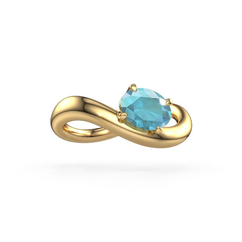 Verlovingsring Chloe OVL 585 goud blauw topaas 7,5x5,5 mm