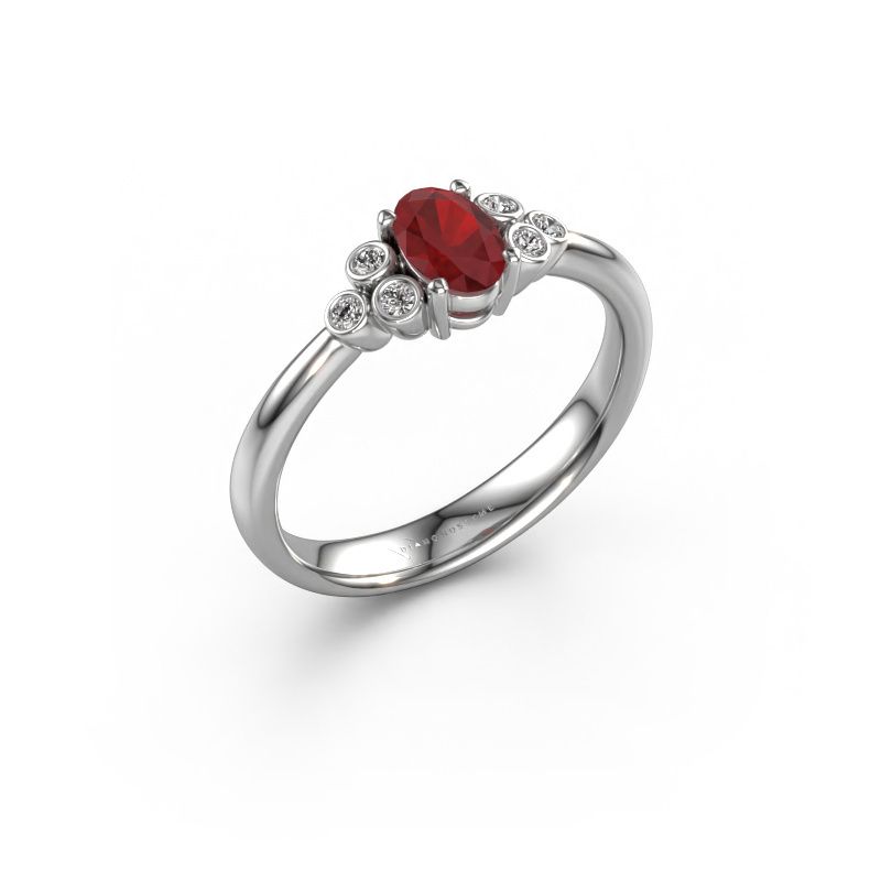 Engagement ring Lucy 1 585 white gold ruby 6x4 mm