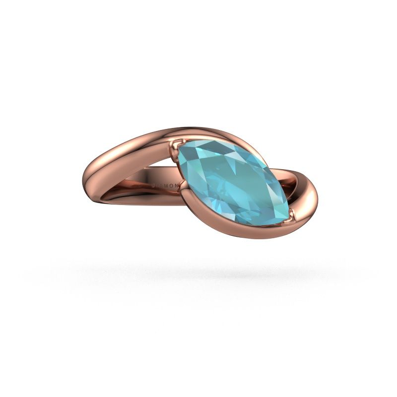 Verlovingsring Aida MRQ 585 rosé goud blauw topaas 11x5.5 mm