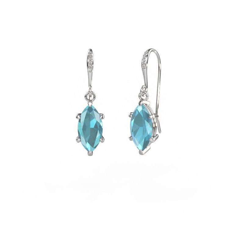 Pendants d'oreilles Laurie MRQ 2 950 platine topaze bleue 10x5 mm