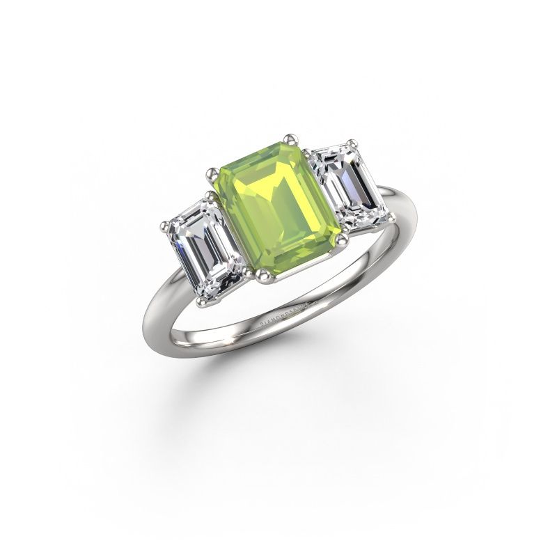 Engagement ring Sandra 950 platinum peridot 8x6 mm