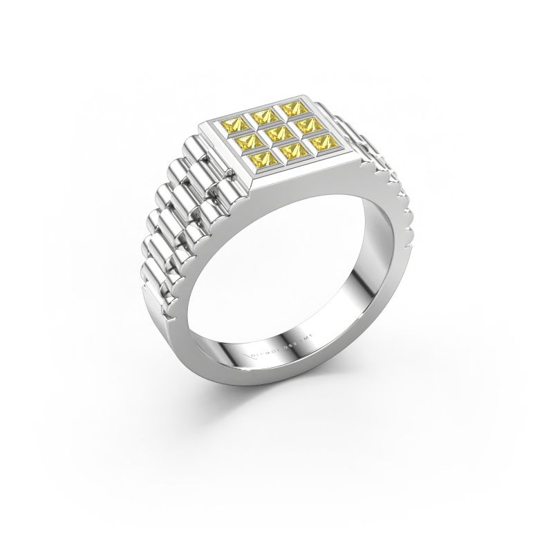 Herrenring Chavez 585 Weißgold Gelb Saphir 2 mm
