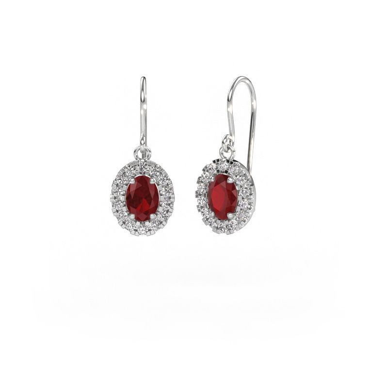 Pendants d'oreilles Jorinda 1 585 or blanc rubis 7x5 mm