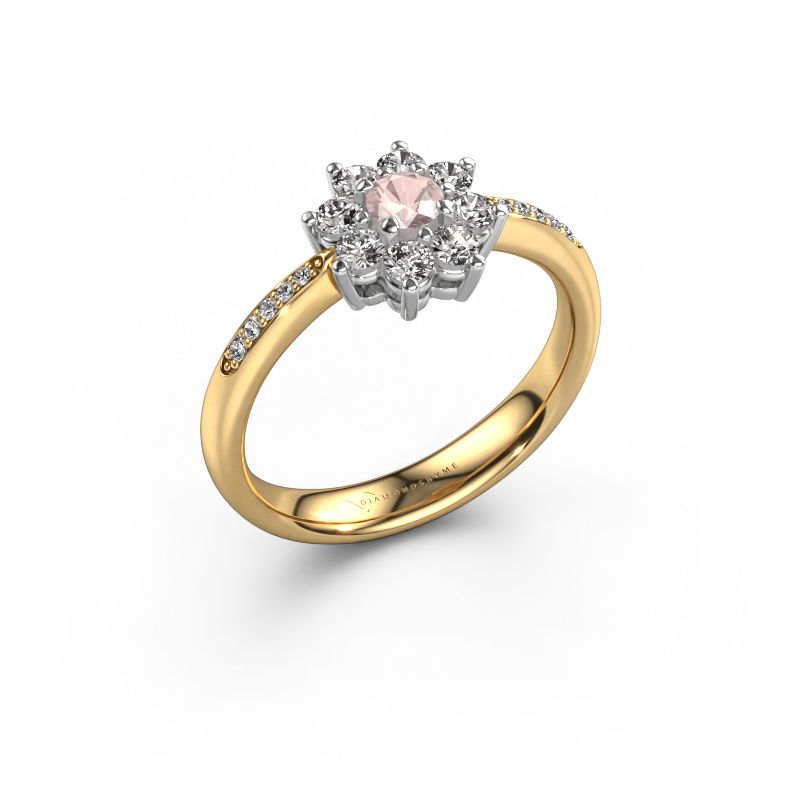 Engagement ring Camille 2 585 gold morganite champagne 3.4 mm