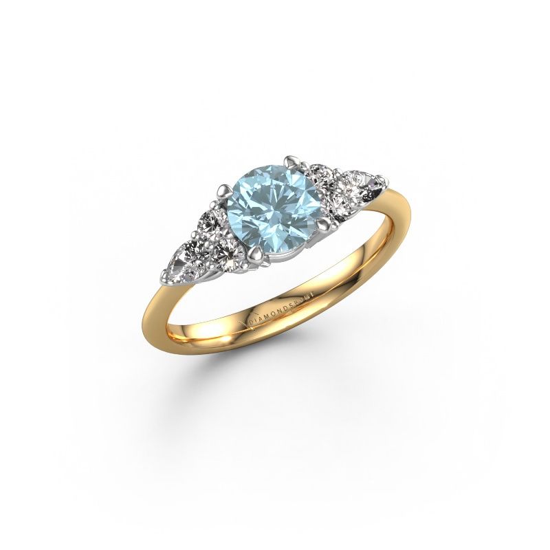 Engagement ring Melani RND 585 gold blue lab grown diamond 6 mm