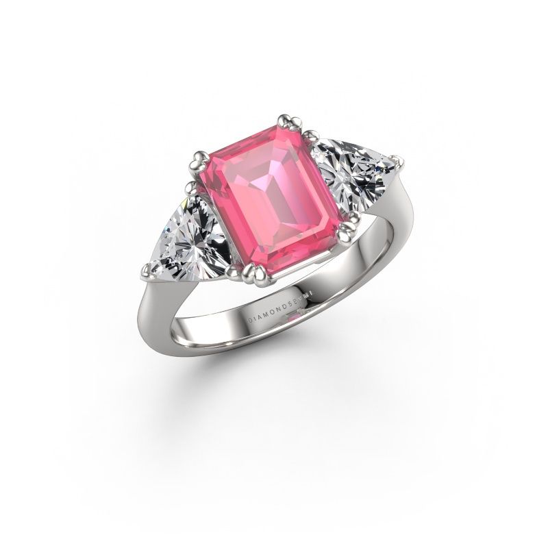 Engagement ring Paula 950 platinum pink sapphire 9x7 mm