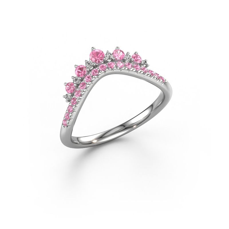 Stackable ring Nica C 585 white gold pink sapphire 2.4 mm