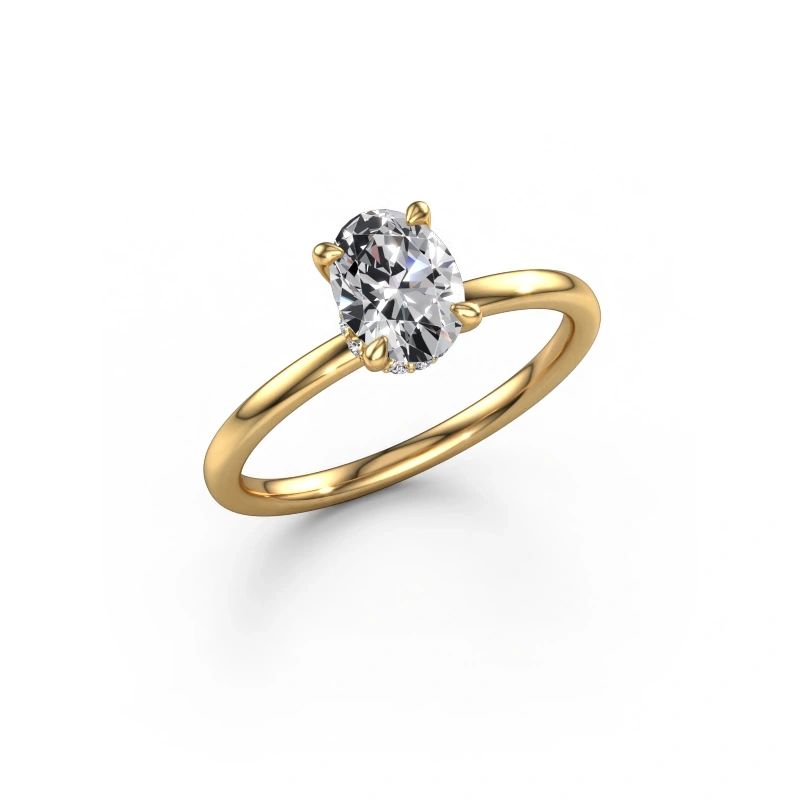 Verlobungsring Crystal OVL 3 585 Gold Zirkonia 6x4 mm