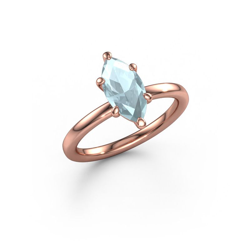 Engagement ring Simone MRQ 1 585 rose gold aquamarine 11x5.5 mm