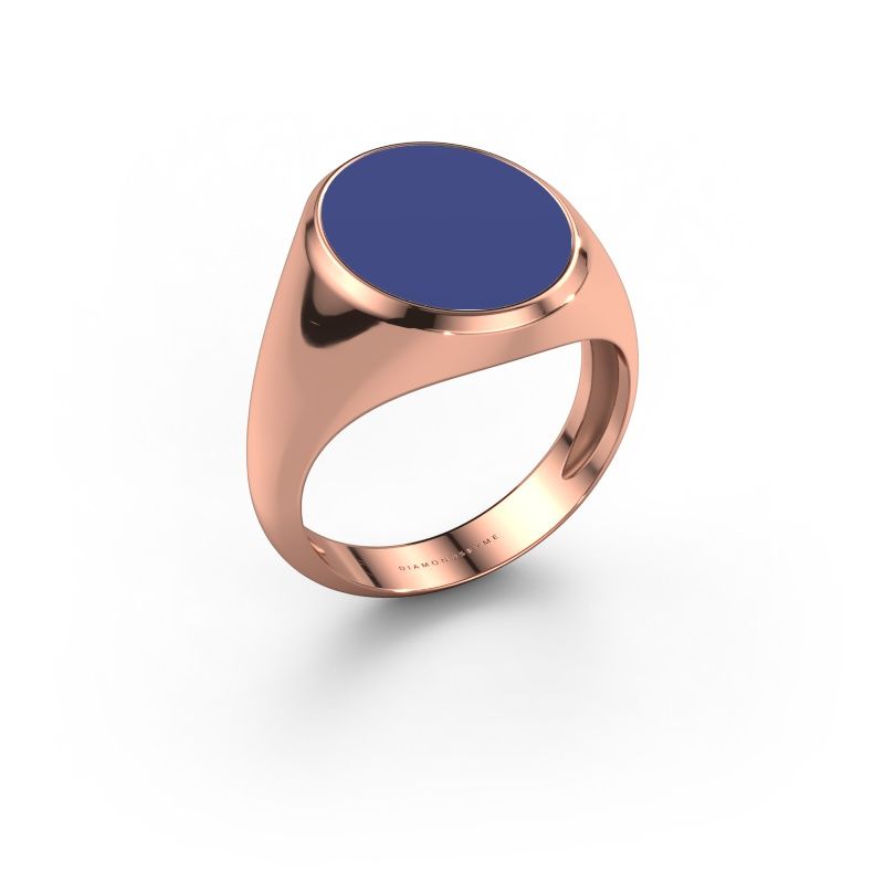 Signet ring Herman 4 light 585 rose gold blue enamel 15x12 mm