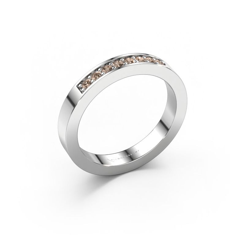 Stackable ring Loes 5 585 white gold brown diamond 0.16 crt