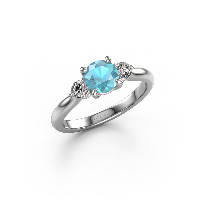 Engagement ring Lieselot RND 950 platinum blue topaz 6.5 mm