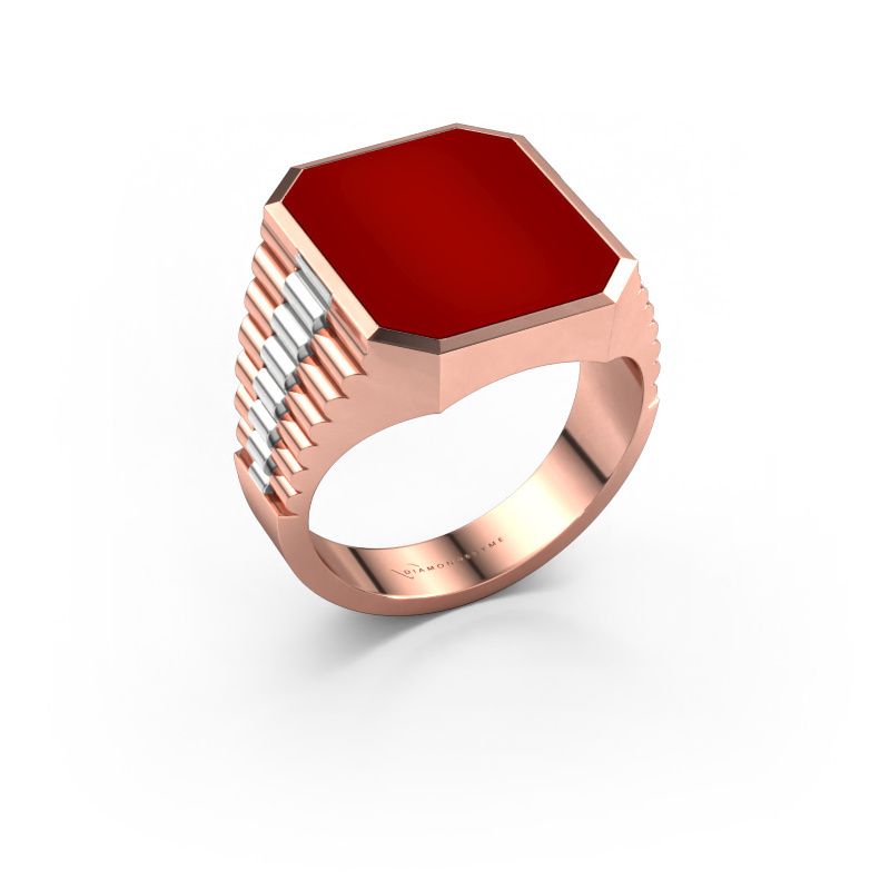 Chevalière Brent 4 585 or rose cornaline 16x13 mm