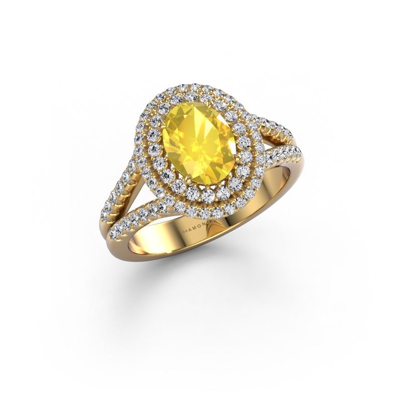 Verlobungsring Elvie OVL 585 Gold Gelb Saphir 8x6 mm