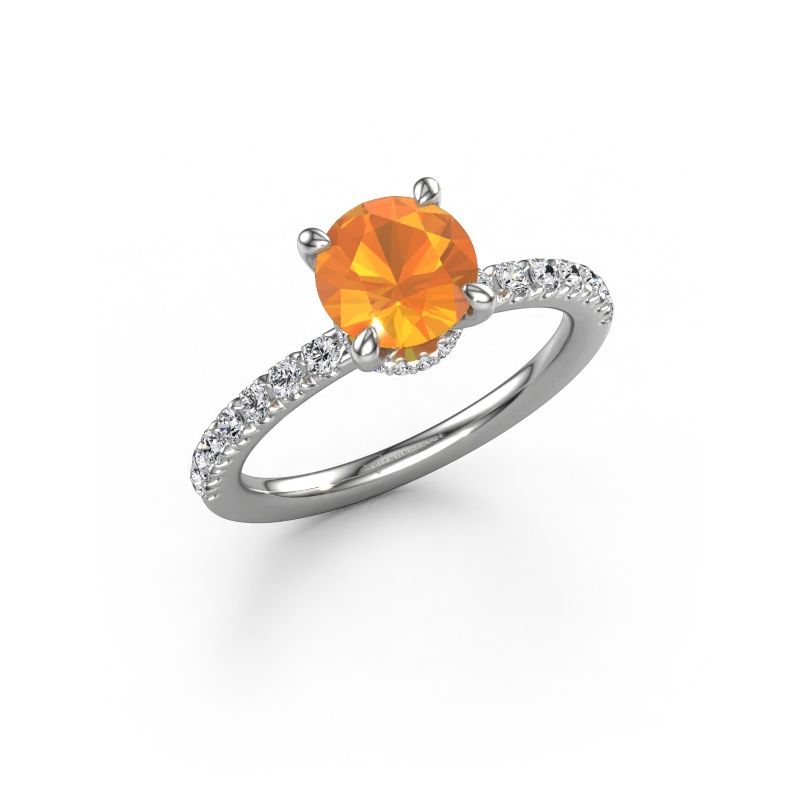 Bague de fiançailles Crystal rnd 4 EXPRESS 950 platine citrine 7 mm