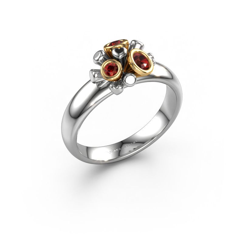 Bague Pameila 585 or blanc grenat 2 mm