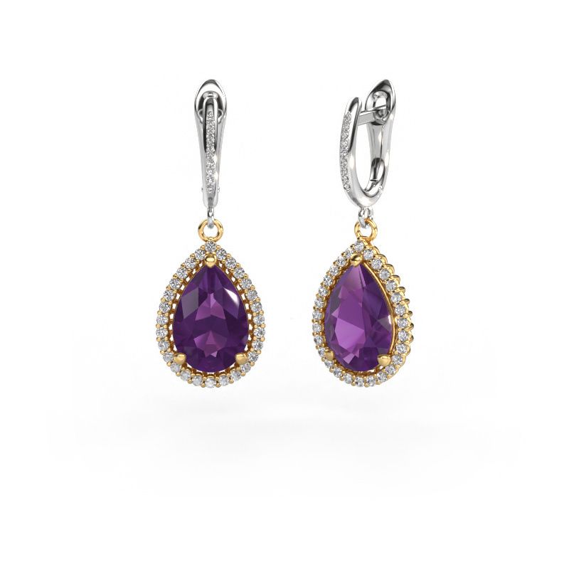 Pendants d'oreilles Tilly per 4 585 or jaune améthyste 12x8 mm
