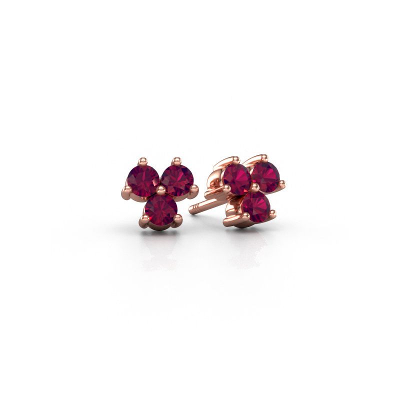 Oorstekers Shirlee 585 rosé goud rhodoliet 3 mm