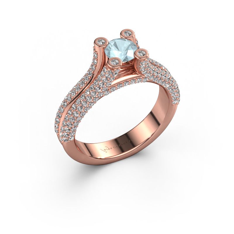 Engagement ring Stefanie 2 585 rose gold aquamarine 5 mm
