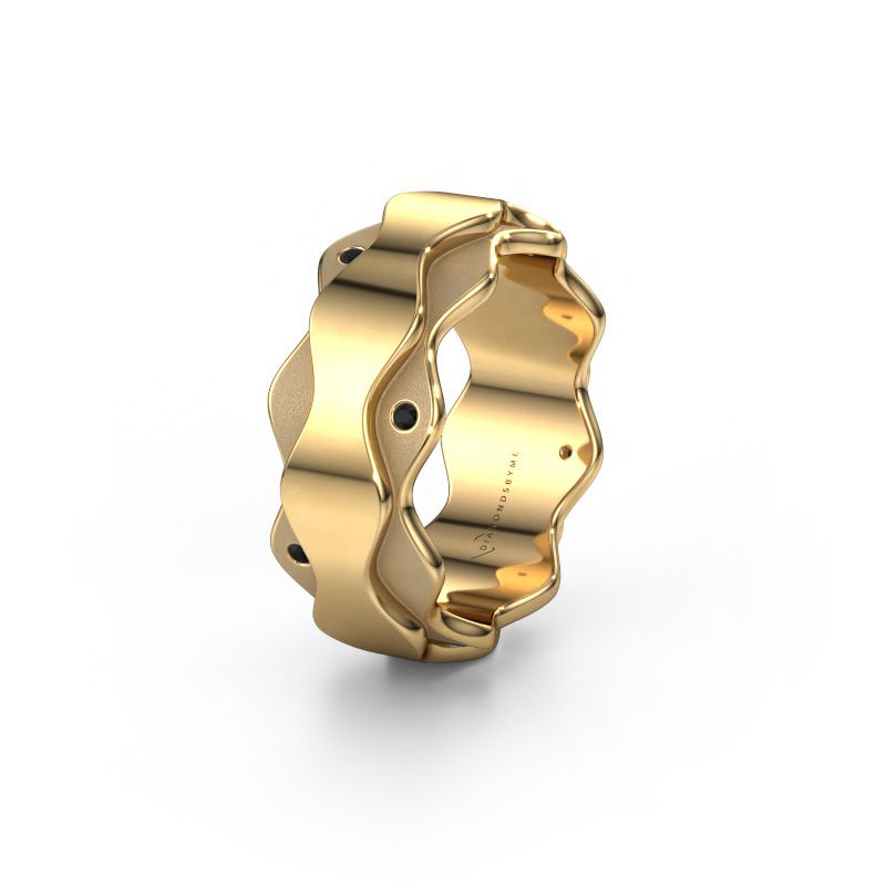 Trouwring WH2034P 585 goud zwarte diamant ±7x2.4 mm
