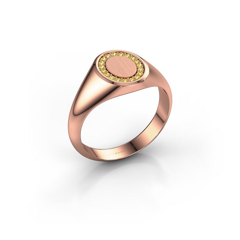 Image of Signet ring Rosy Oval 1 585 rose gold yellow sapphire 1.2 mm
