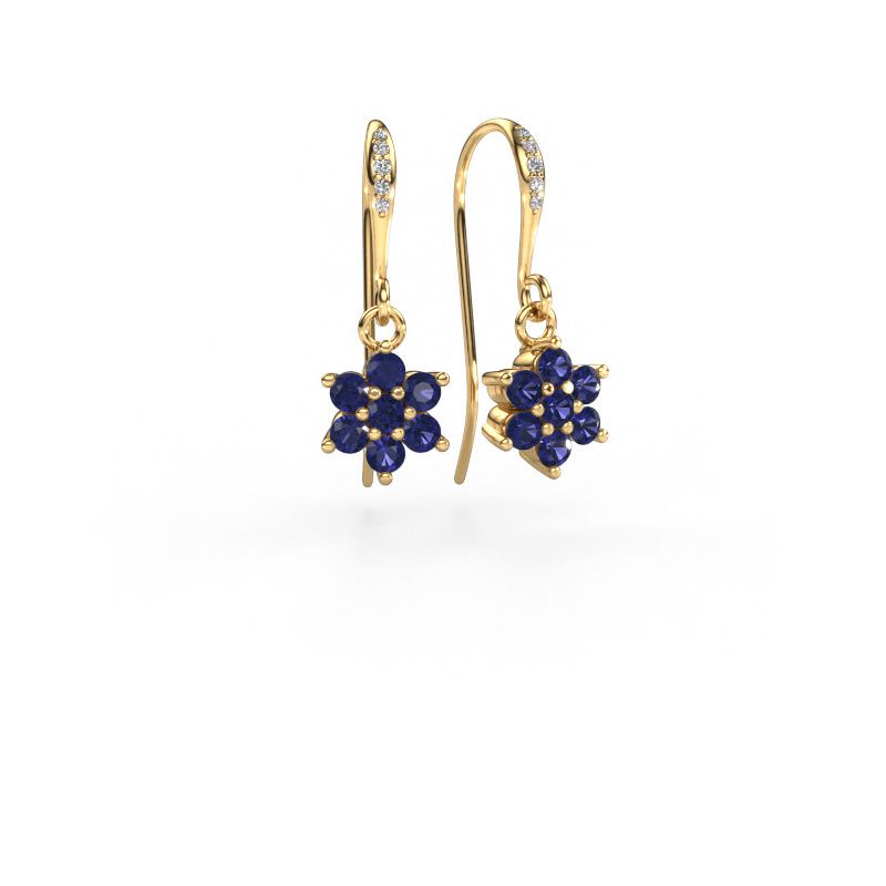 Drop earrings Dahlia 2 585 gold sapphire 2.2 mm