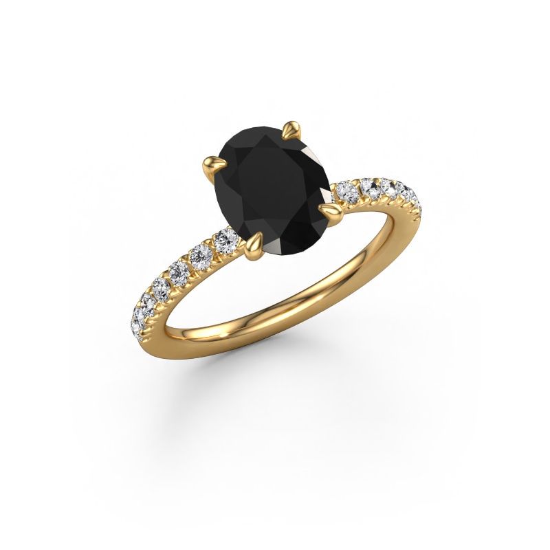 Bague de fiançailles Crystal OVL 2 585 or jaune diamant noir 2.44 crt