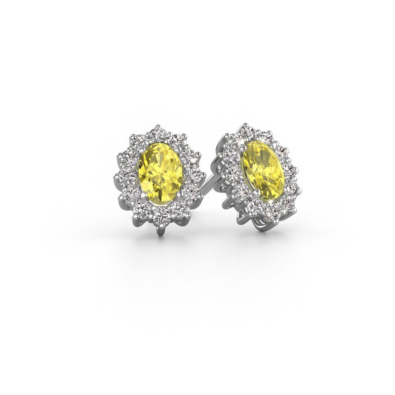 Oorbellen Margien 950 platina gele lab grown diamant 6x4 mm