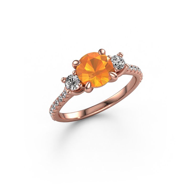 Bague de fiançailles Jesica 585 or rose citrine 6.8 mm