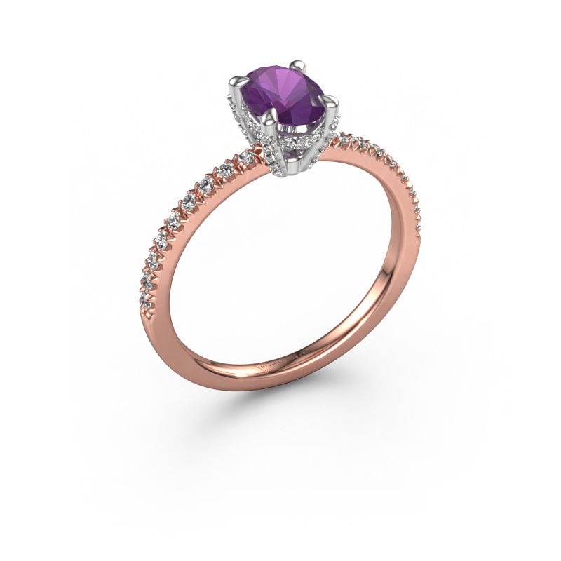 Engagement ring Saskia 1 OVL 585 rose gold amethyst 7x5 mm