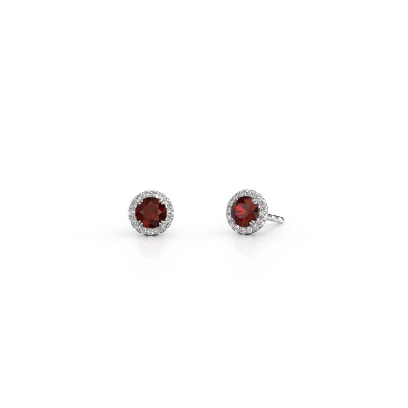 Ohrringe Seline rnd 950 Platin Granat 4 mm
