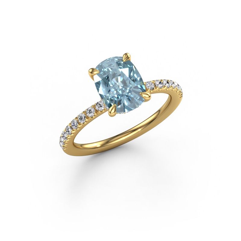 Engagement ring Crystal CSH 4 585 gold blue lab grown diamond 8x6 mm