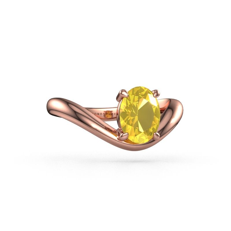 Verlobungsring Femke OVL 585 Roségold Gelb Saphir 8x6 mm