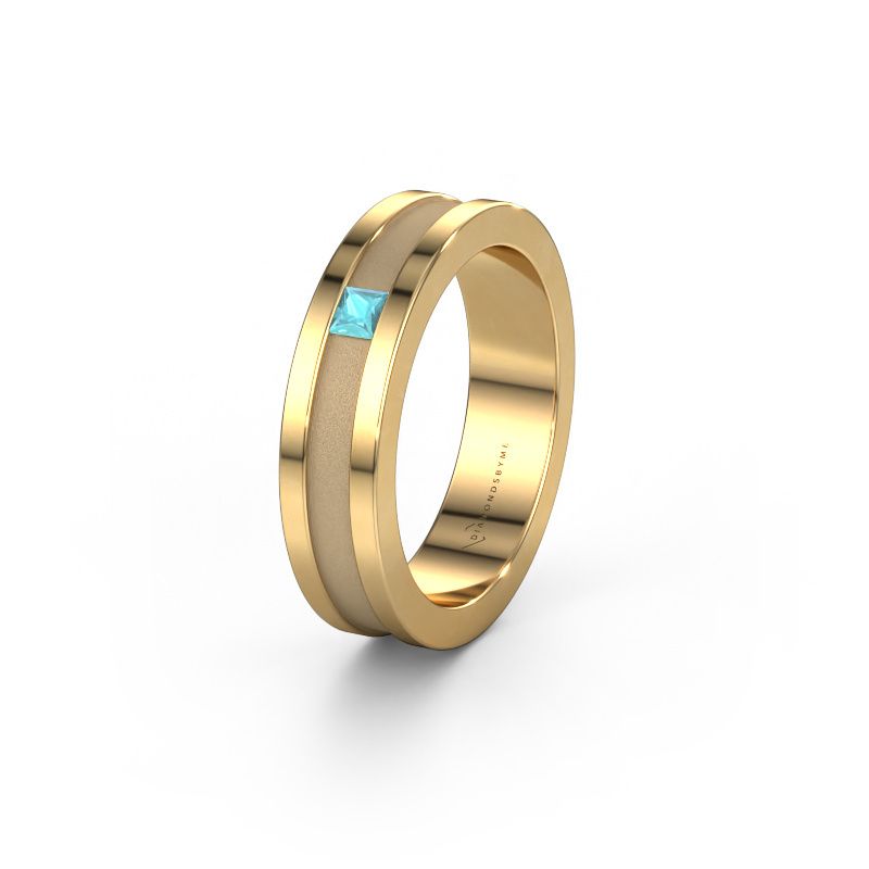 Trouwring WH2001L 585 goud blauw topaas ±5x2 mm