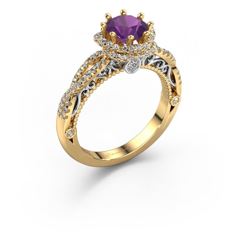 Verlovingsring Lysanne 585 goud amethist 6.5 mm