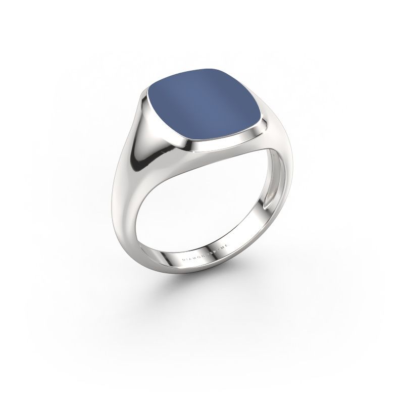 Siegelring Benjamin 2 Light 585 Weißgold Blau Lagenstein 13x11 mm