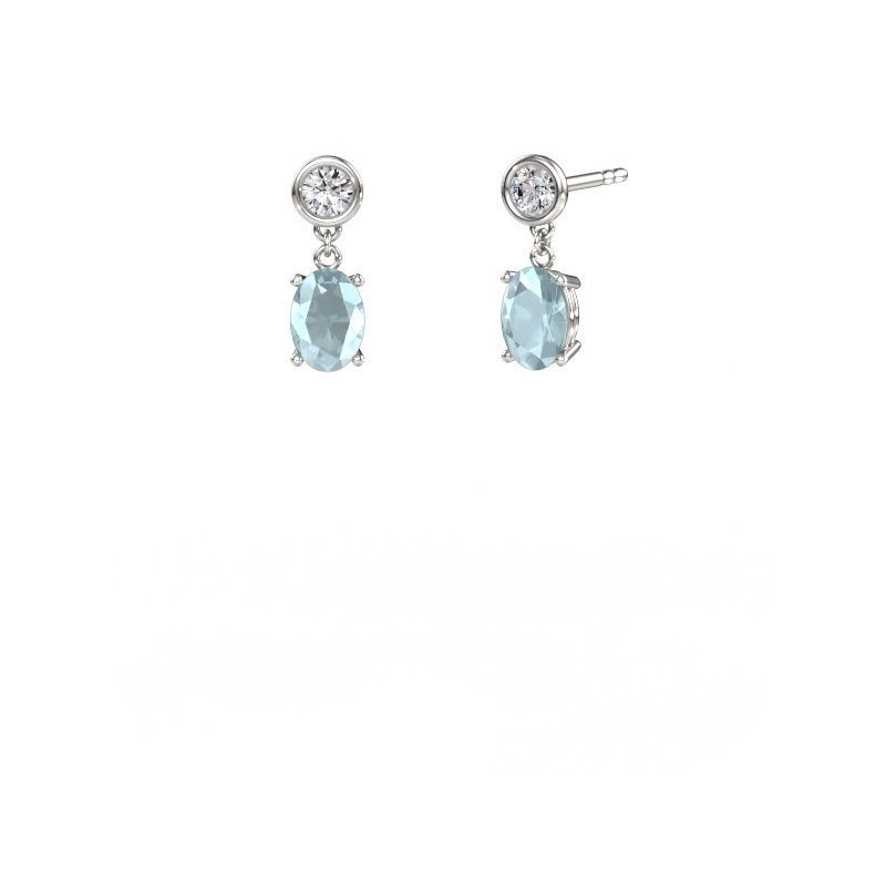 Pendants d'oreilles Lacey OVL 950 platine aigue-marine 7x5 mm