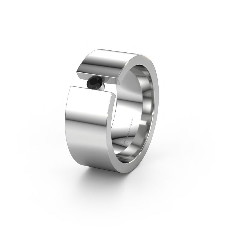 Trouwring WH0146L18BP 585 witgoud zwarte diamant ±8x2 mm