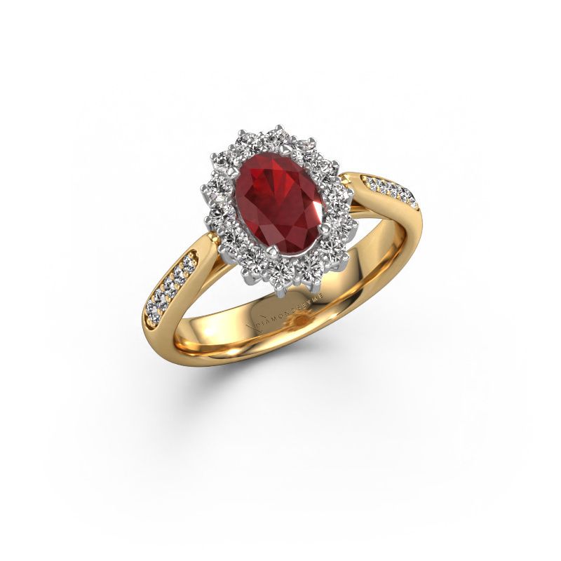 Engagement ring Margien 2 585 gold ruby 7x5 mm